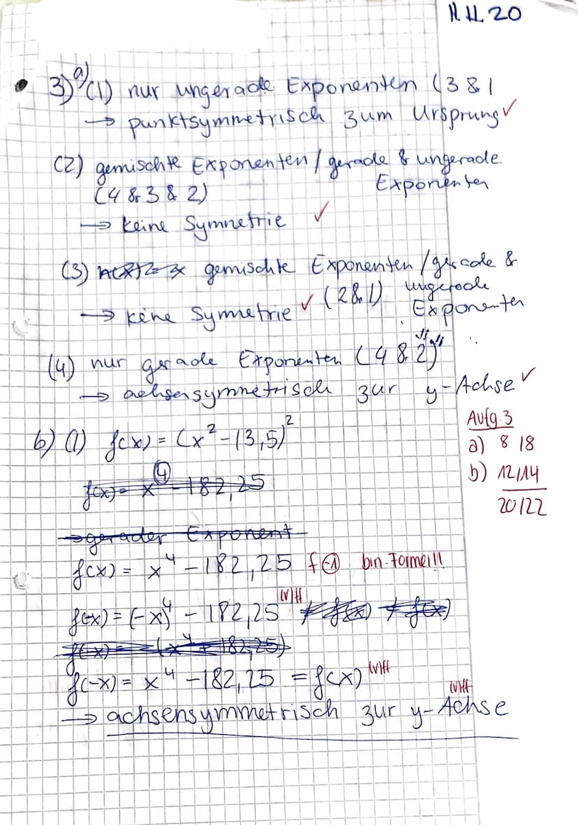 EF M GK
2. Klausur 11.11.2020
1. Prüfungsteil: Ohne Taschenrechner (20 min.)
Aufgabe 1:
Berechne die Nullstellen der folgenden Funktionen un