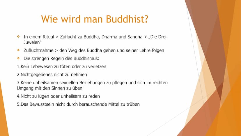 Buddhismus → Was ist Buddhismus?
→ Wie wird man Buddhist?
→ Verbreitung
→ Inhalte
→ Feste
Besonderheiten
Inhaltsverzeichnis
→ Utensilien
→ S