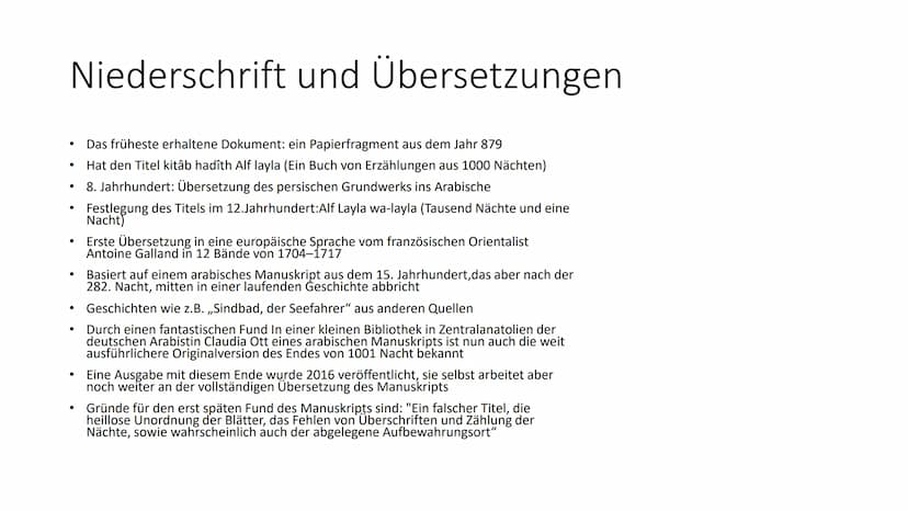 1001 Nacht
Aufbau, Entstehung und Inhalt Marlene Müller
Allgemeiner Aufbau und Inhalt
1001 Nacht
Aufbau, Entstehung und Inhalt
Eine Rahmenge