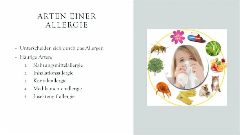 ALLERGIE • Definition & Grundlagen
●
Entstehung einer Allergie
Arten einer Allergie
Häufige Symptome
Beispiele der Symptome
Diagnose & Test
