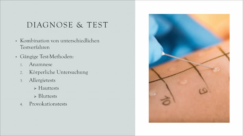 ALLERGIE • Definition & Grundlagen
●
Entstehung einer Allergie
Arten einer Allergie
Häufige Symptome
Beispiele der Symptome
Diagnose & Test
