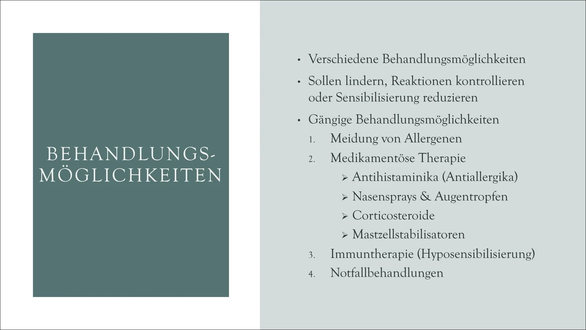 ALLERGIE • Definition & Grundlagen
●
Entstehung einer Allergie
Arten einer Allergie
Häufige Symptome
Beispiele der Symptome
Diagnose & Test
