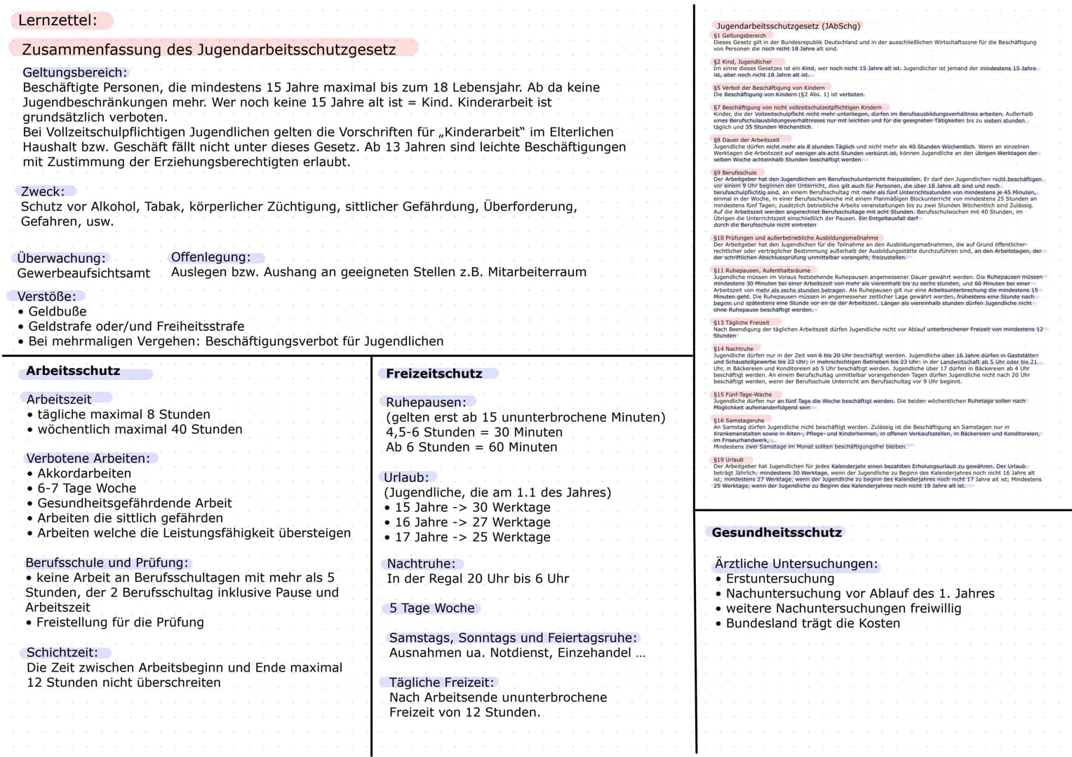 Jugendarbeitsschutzgesetz
JArbSchG
Berufsbildungsgesetz
(BBIG)
Enthaltene Themen:
Mutterschutzgestz
Berufsausbildung/ Duales System
Beendigu