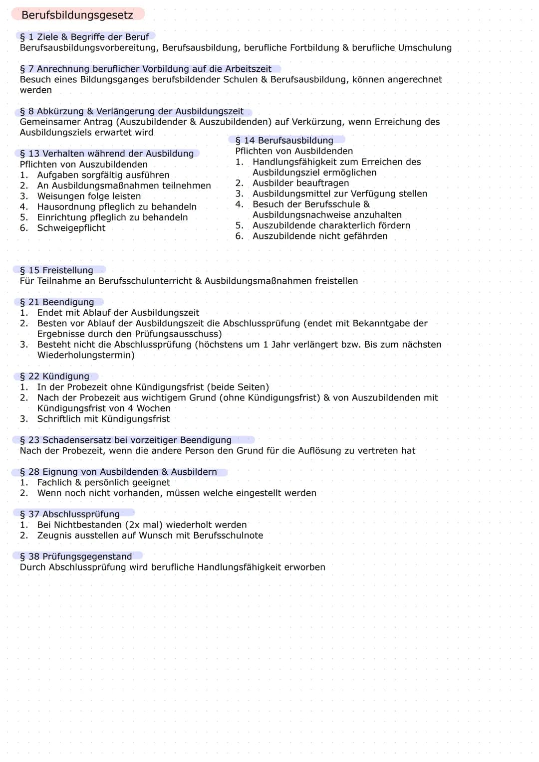 Jugendarbeitsschutzgesetz
JArbSchG
Berufsbildungsgesetz
(BBIG)
Enthaltene Themen:
Mutterschutzgestz
Berufsausbildung/ Duales System
Beendigu