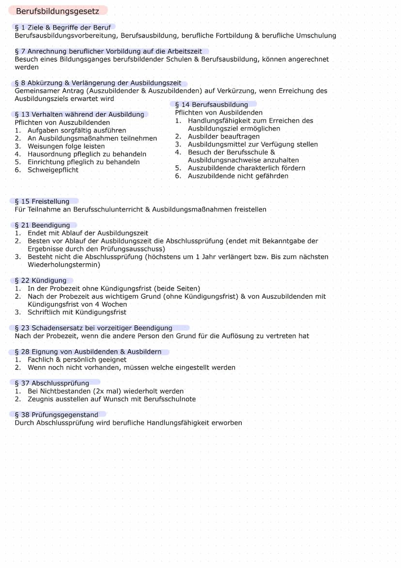 Jugendarbeitsschutzgesetz
JArbSchG
Berufsbildungsgesetz
(BBIG)
Enthaltene Themen:
Mutterschutzgestz
Berufsausbildung/ Duales System
Beendigu