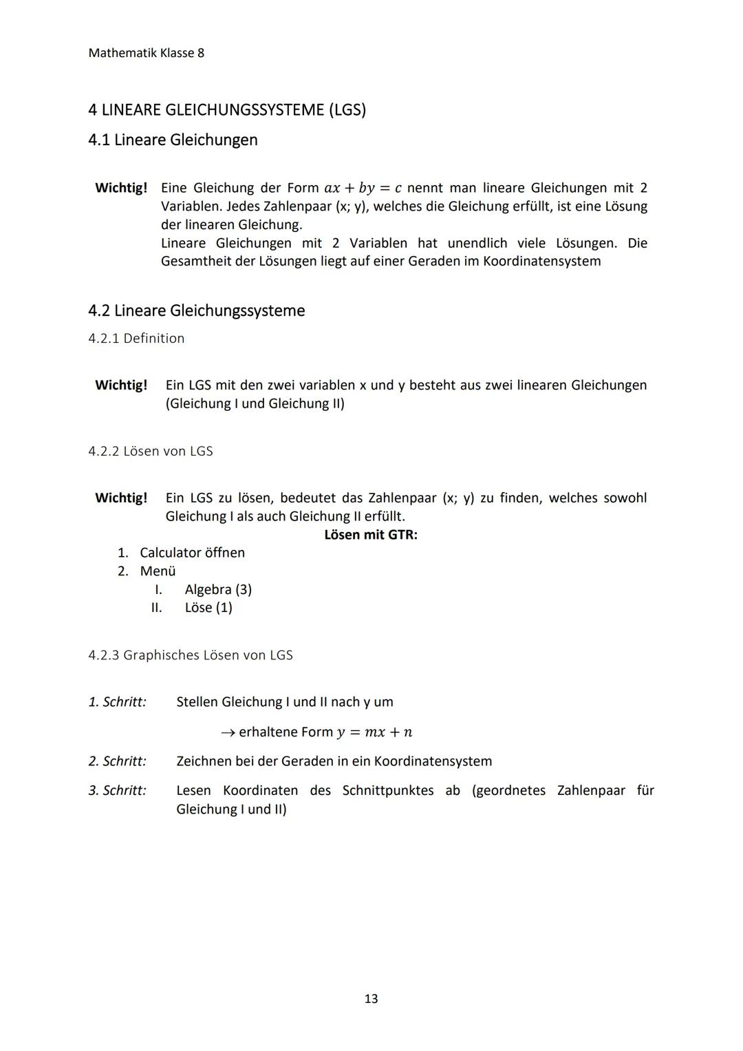 Mathematik Klasse 8
1. TERME UND GLEICHUNGEN
1.1 Arbeiten mit Termen
a) Was ist ein Term?
Wichtig! Zahlen, Größen, Variablen oder sinnvolle 