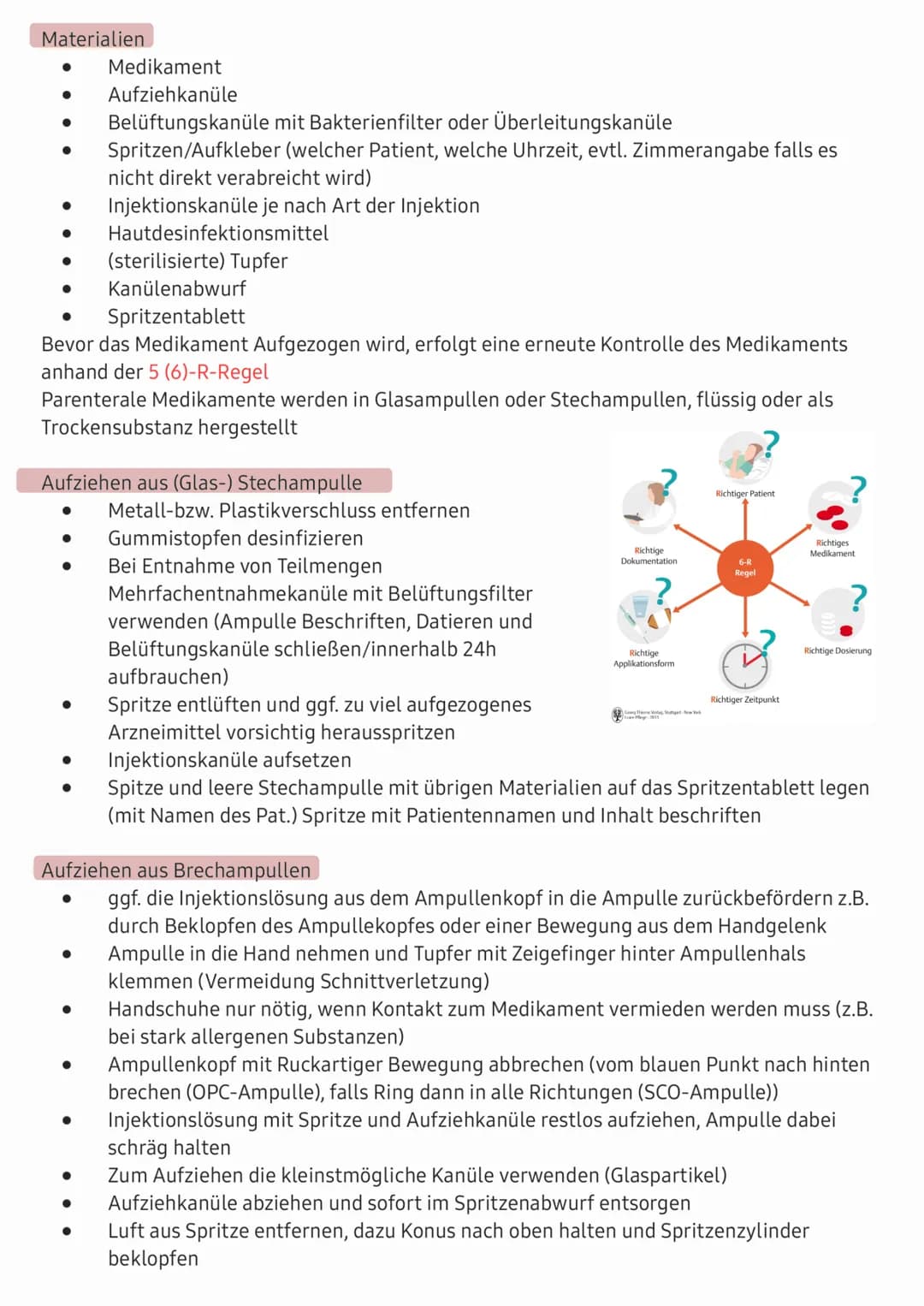 1. Definition
Als Injektion bezeichnet man die parenterale Verabreichung von Medikamenten oder
anderen Stoffen nach Arztanordnung in das Gew