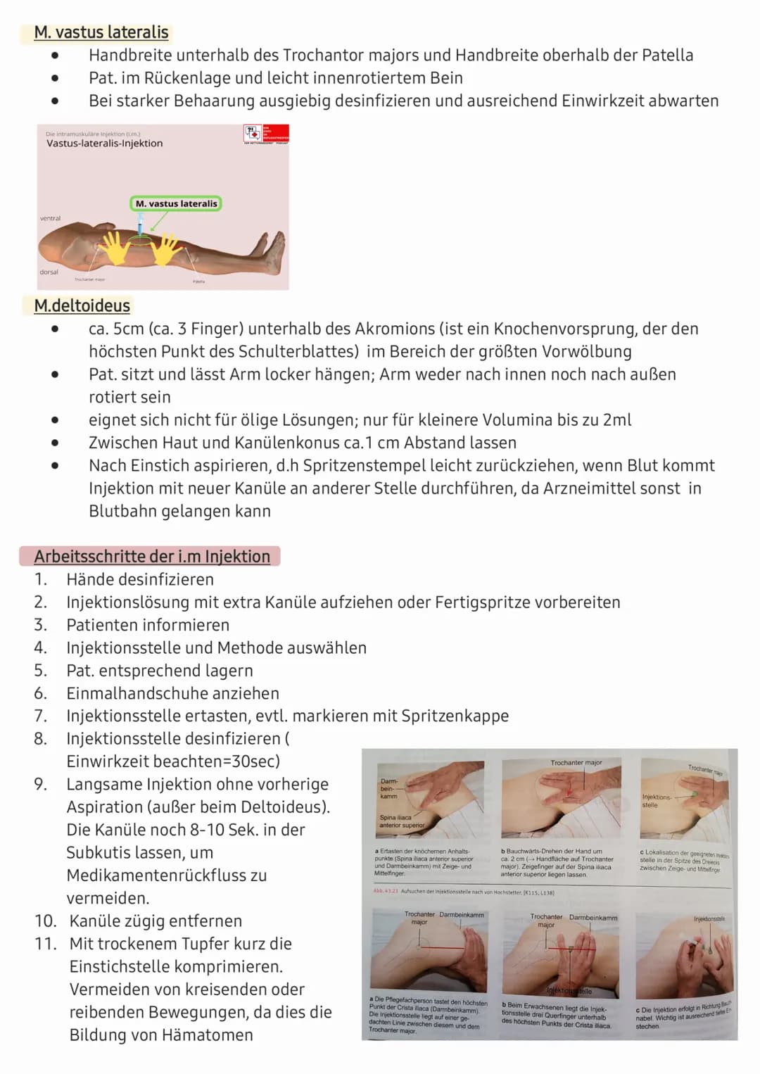 1. Definition
Als Injektion bezeichnet man die parenterale Verabreichung von Medikamenten oder
anderen Stoffen nach Arztanordnung in das Gew