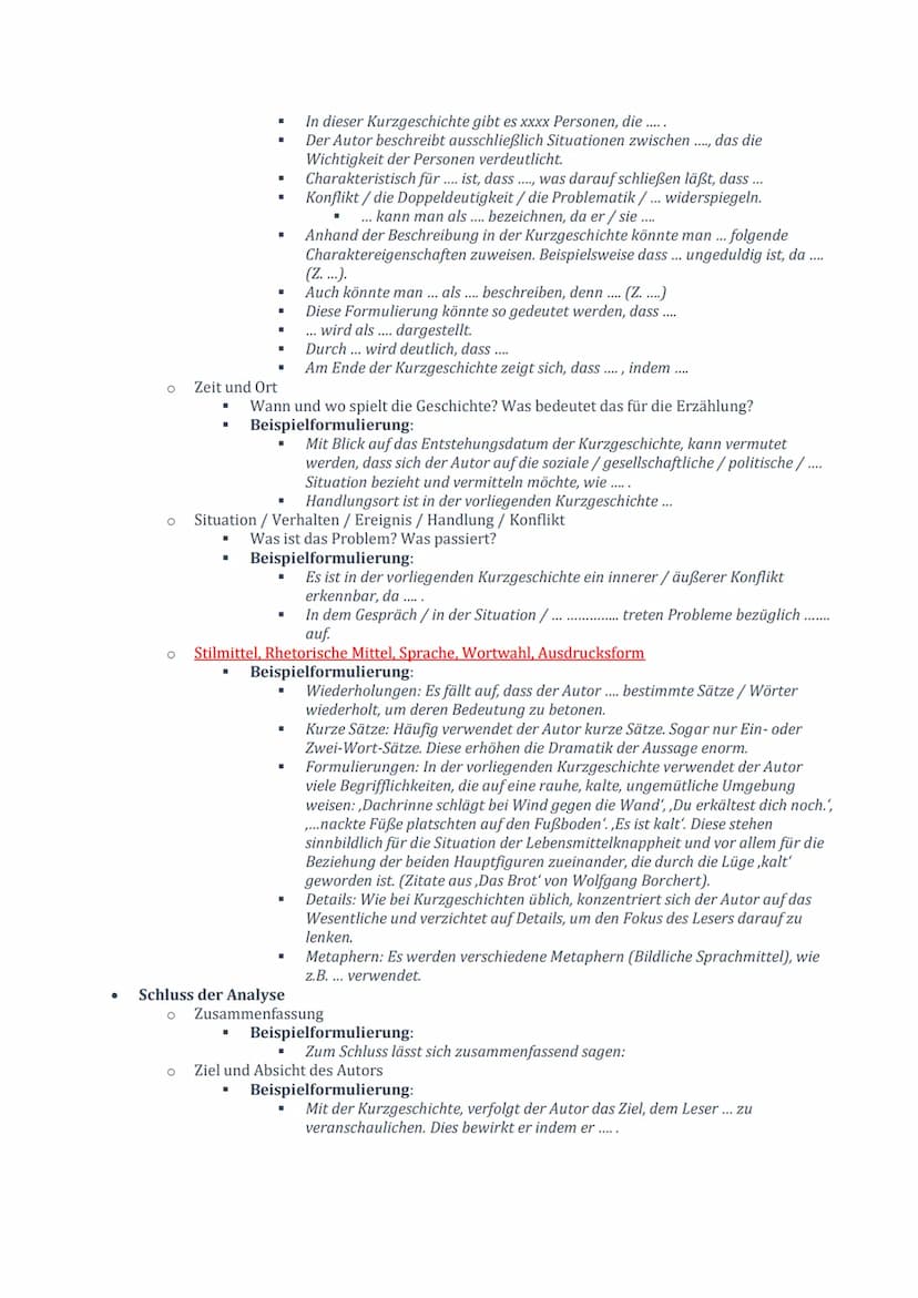 Merkmale einer Kurzgeschichte
Oftmals ein sehr geringer Umfang der Textlänge (→ Siehe unten)
Unmittelbarer Einstieg ins Geschehen, selten ei