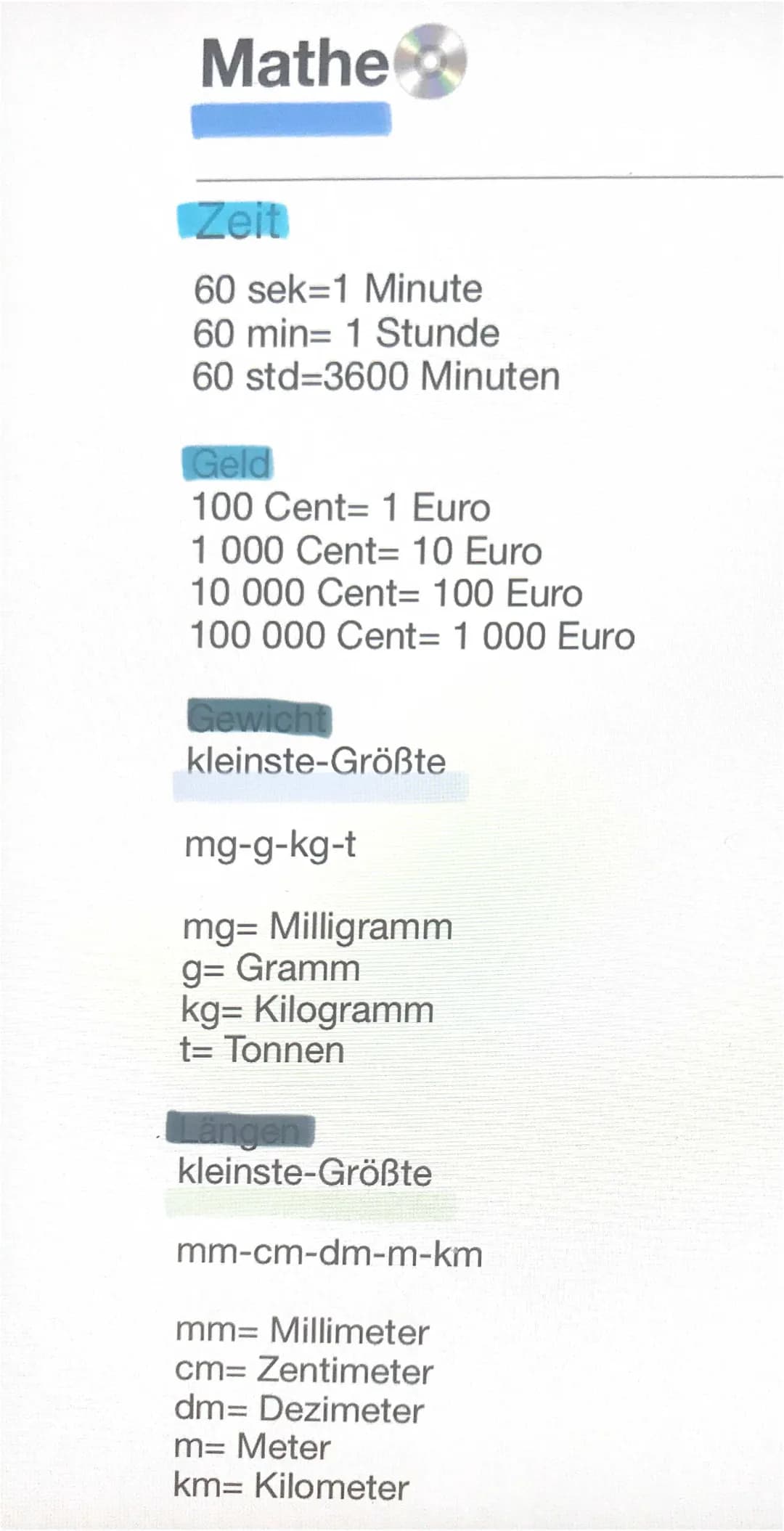 zeit-geld-gewicht-längen