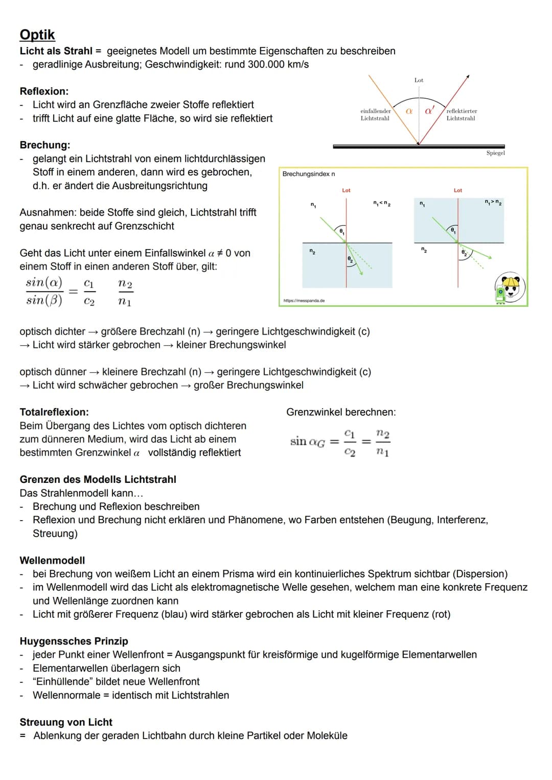 Optik
Licht als Strahl = geeignetes Modell um bestimmte Eigenschaften zu beschreiben
geradlinige Ausbreitung; Geschwindigkeit: rund 300.000 