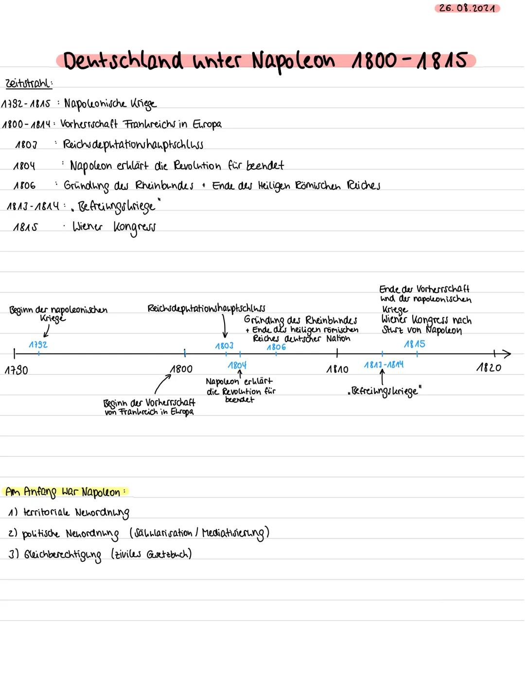 Zeitstrahl:
1732-1815 Napoleonische Kriege
1800-1814: Vorherrschaft Frankreichs in Europa.
1803 Reichs deputationshauptschluss.
1804
1806
*
