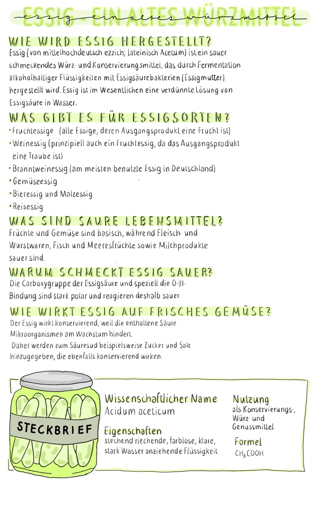 essig einacres würzmiss
WIE WIRD ESSIG HERGESTELLT?
Essig (von mittelhochdeutsch ezzich; lateinisch Acetum) ist ein sauer
schmeckendes Würz-