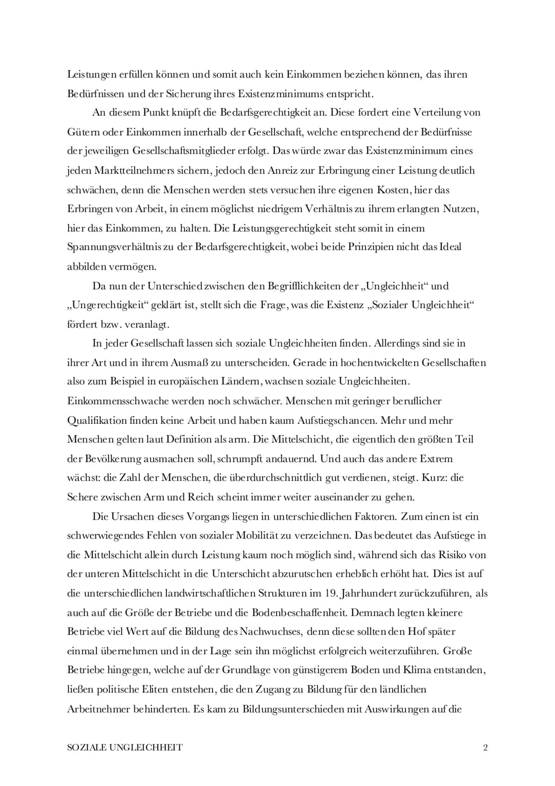Soziale Ungleichheit
Begriff, Ursachen, Folgen, mögliche Lösungen
Der Begriff,,Soziale Ungleichheit" beschreibt den Zustand, wenn Menschen a