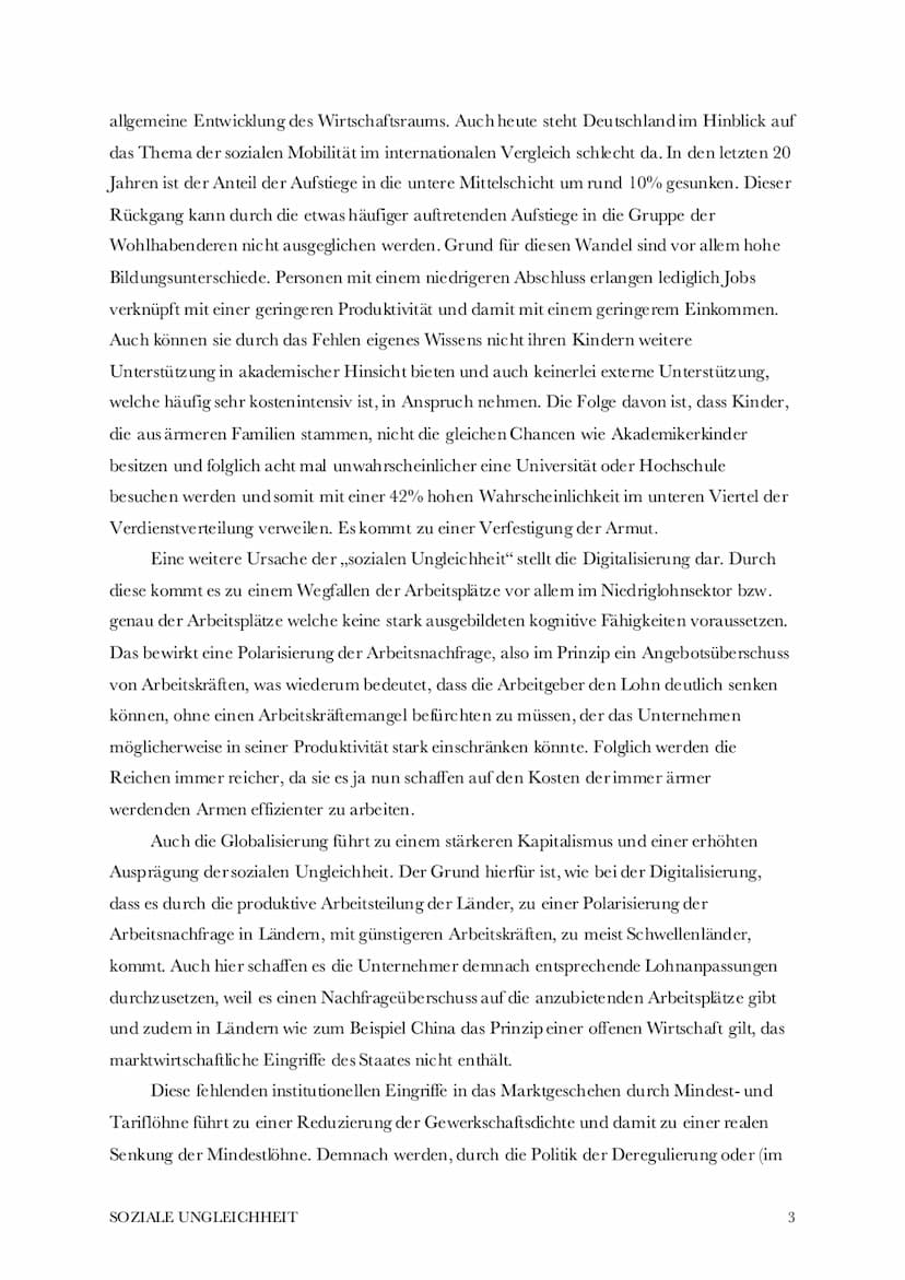 Soziale Ungleichheit
Begriff, Ursachen, Folgen, mögliche Lösungen
Der Begriff,,Soziale Ungleichheit" beschreibt den Zustand, wenn Menschen a