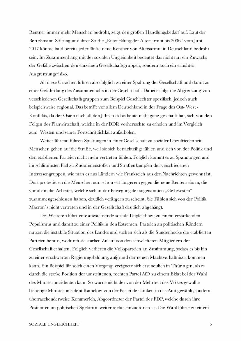 Soziale Ungleichheit
Begriff, Ursachen, Folgen, mögliche Lösungen
Der Begriff,,Soziale Ungleichheit" beschreibt den Zustand, wenn Menschen a