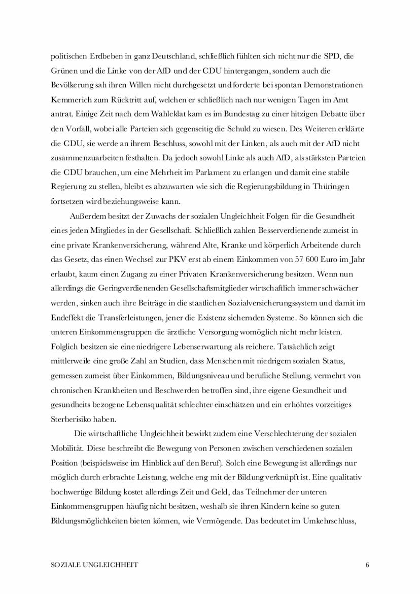 Soziale Ungleichheit
Begriff, Ursachen, Folgen, mögliche Lösungen
Der Begriff,,Soziale Ungleichheit" beschreibt den Zustand, wenn Menschen a
