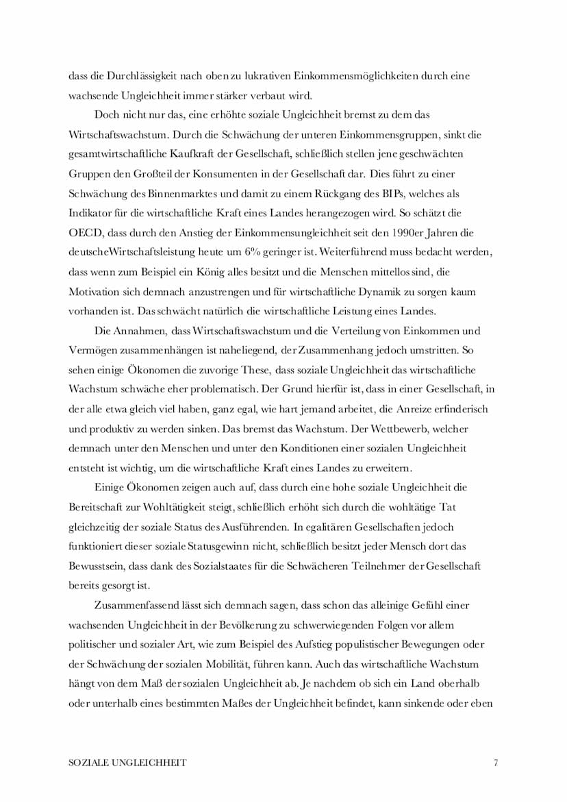 Soziale Ungleichheit
Begriff, Ursachen, Folgen, mögliche Lösungen
Der Begriff,,Soziale Ungleichheit" beschreibt den Zustand, wenn Menschen a