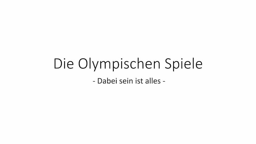 Die Olympischen Spiele
Dabei sein ist alles - Gliederung
1. Die Geschichte der Olympischen Spiele
2. Sportarten
3. Rolle der Olympischen Spi