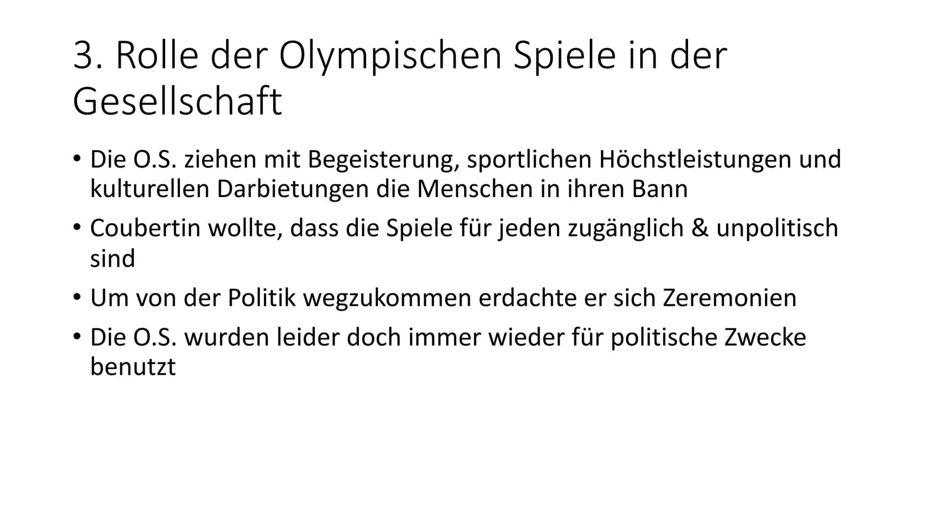 Die Olympischen Spiele
Dabei sein ist alles - Gliederung
1. Die Geschichte der Olympischen Spiele
2. Sportarten
3. Rolle der Olympischen Spi