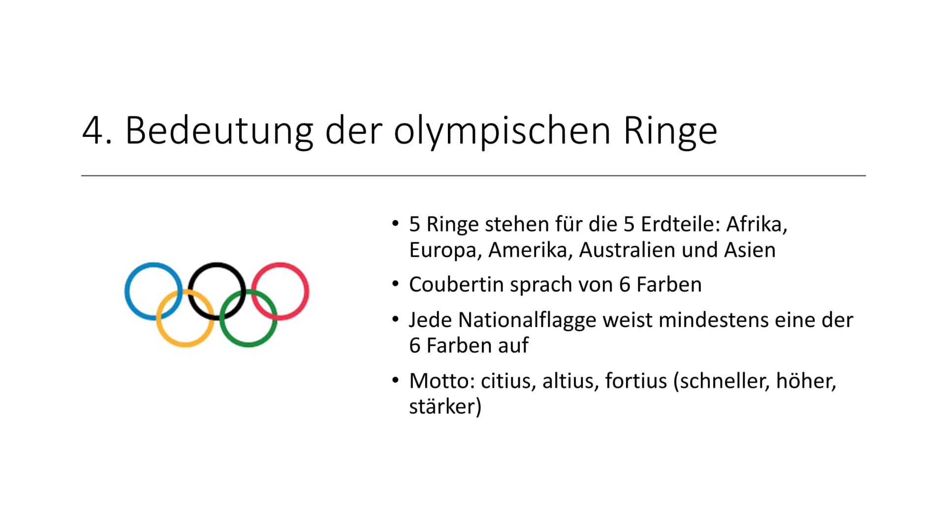 Die Olympischen Spiele
Dabei sein ist alles - Gliederung
1. Die Geschichte der Olympischen Spiele
2. Sportarten
3. Rolle der Olympischen Spi