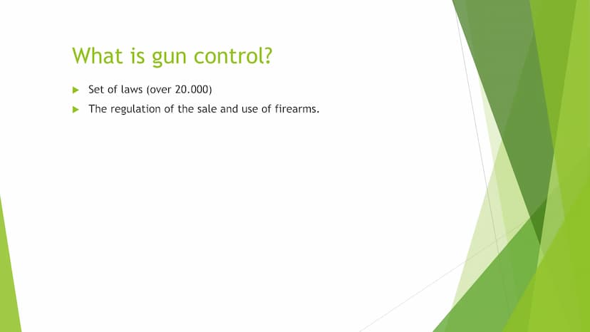 Gun control What is gun control?
Set of laws (over 20.000)
► The regulation of the sale and use of firearms. Second Amendment to the United 