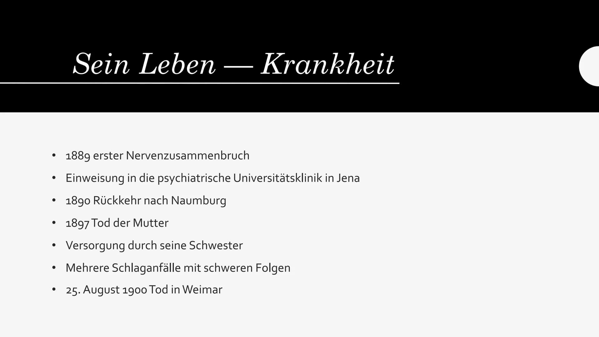 FRIEDRICH
NIETZSCHE Kindheit
●
●
●
●
Bildung & Beruf
●
15 Oktober 1844 in Röcken geboren
Vater war protestantischer Pfarrer
lebte mit Vater,