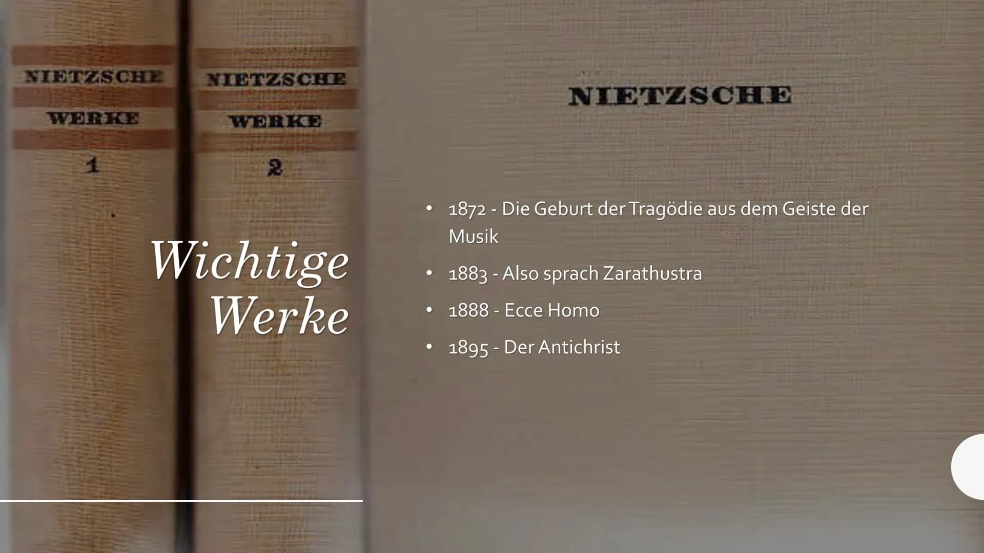 FRIEDRICH
NIETZSCHE Kindheit
●
●
●
●
Bildung & Beruf
●
15 Oktober 1844 in Röcken geboren
Vater war protestantischer Pfarrer
lebte mit Vater,