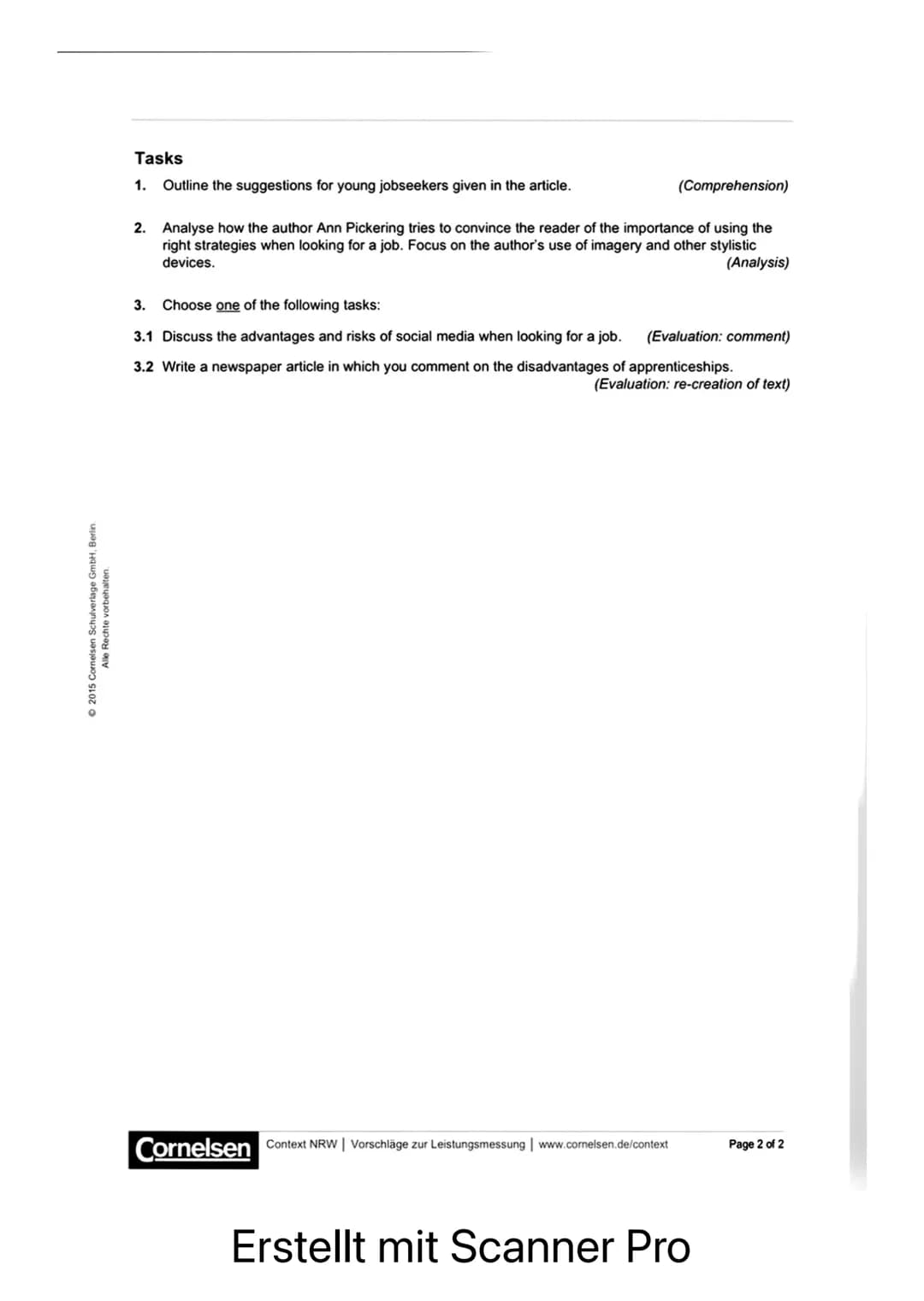 4. Kriterien/Vorgaben für die Bewertung der Schülerleistungen
a) Inhaltliche Leistung (max. 42 bzw. 48 Punkte)
Teilaufgabe 1 (Comprehension)