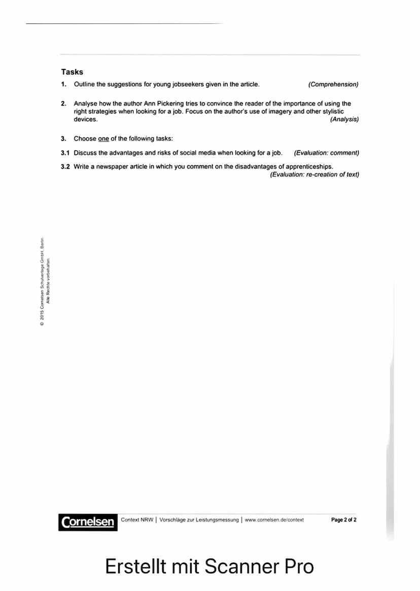 4. Kriterien/Vorgaben für die Bewertung der Schülerleistungen
a) Inhaltliche Leistung (max. 42 bzw. 48 Punkte)
Teilaufgabe 1 (Comprehension)