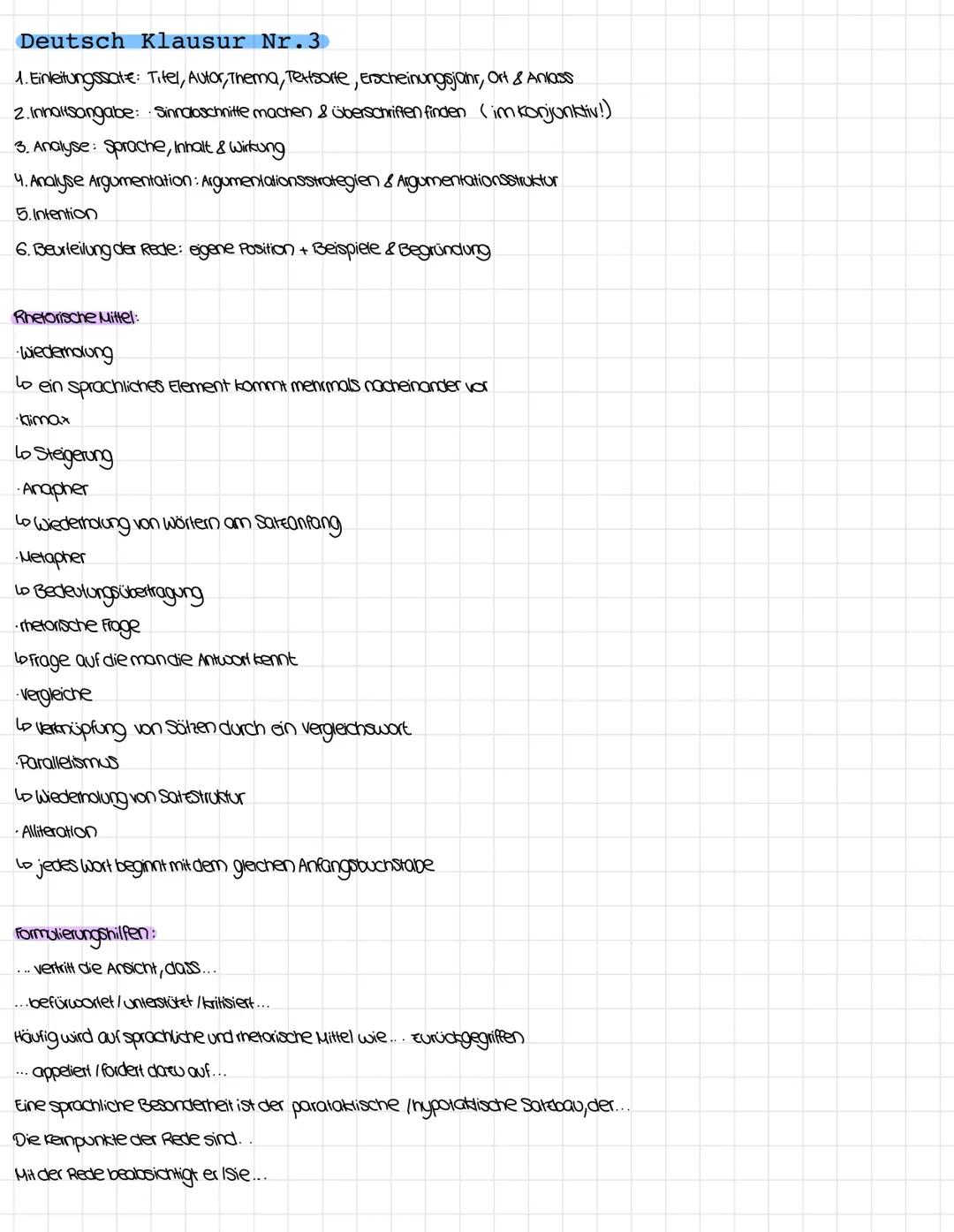 # Deutsch Klausur Nr.3

1. Einleitungssatz: Titel, Autor, Thema, Textsorte, Erscheinungsjahr, Ort & Anlass

2. Inhaltsangabe: Sinnadoschnitt