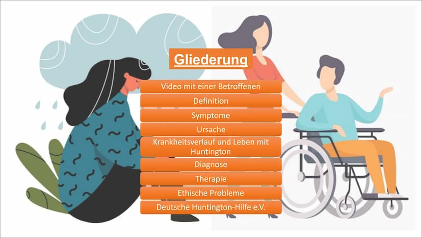 Chorea Huntington
Unheilbare erbliche
Erkrankung des Gehirns Gliederung
Video mit einer Betroffenen
Definition
Symptome
Ursache
Krankheitsve