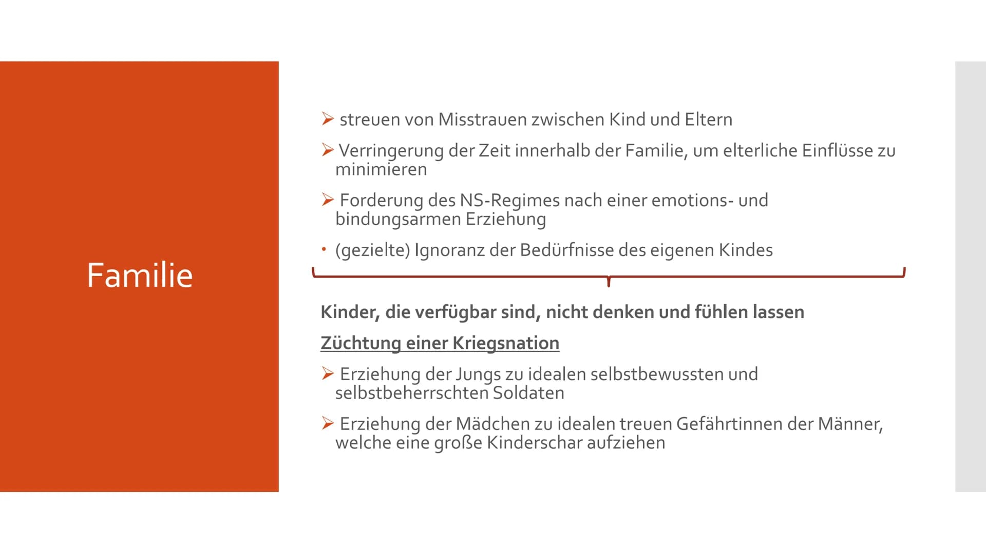Schule und Erziehung
im Nationalsozialismus Gliederung
➤ Hitlers Erziehungsgrundsätze
4 Grundprinzipien nationalpolitischer Anschauung
> Zie