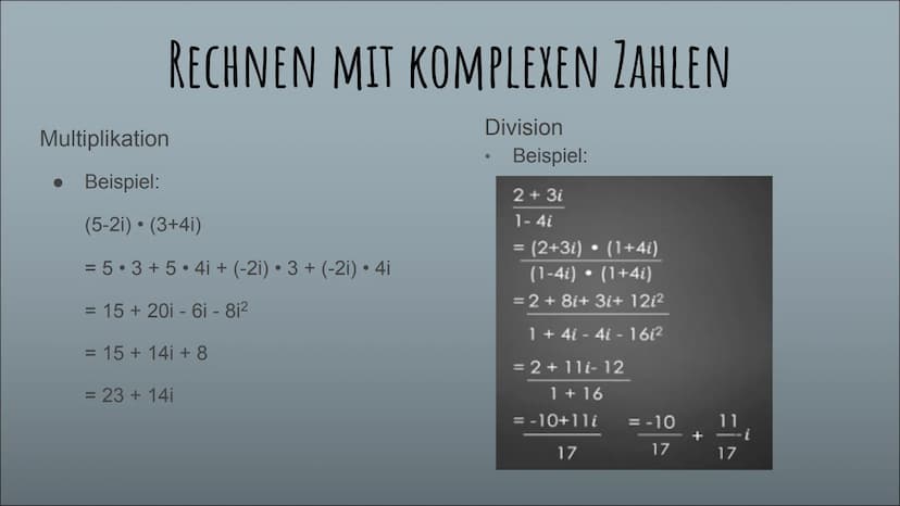 KOMPLEXE ZAHLEN
und die imaginäre Einheit „i” GLIEDERUNG
Definition komplexer Zahlen
Die imaginäre Einheit i
Notwendigkeit
Rechnen mit kompl