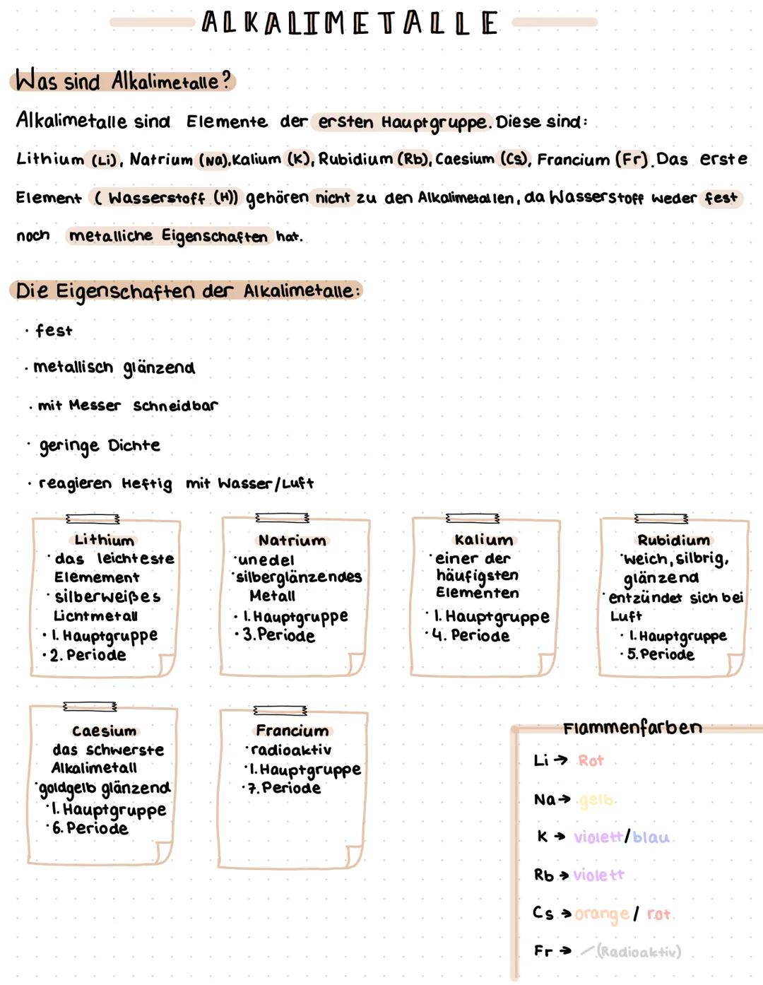 Alkalimetalle und Erdalkalimetalle: Reaktionen und Eigenschaften