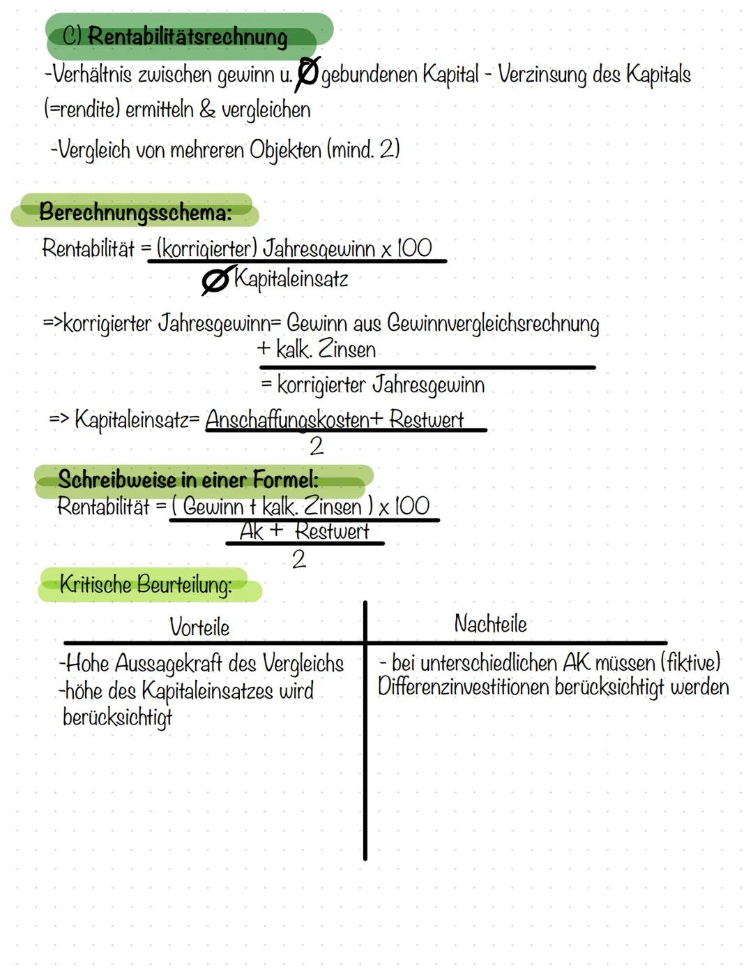 BWL BWL Themen Klausur 2

Statisches verfahren:
steht bei b)!
1. Kostenvergleichsrechnung Was ist das?
Berechnungsschema
Kritische Auslastun