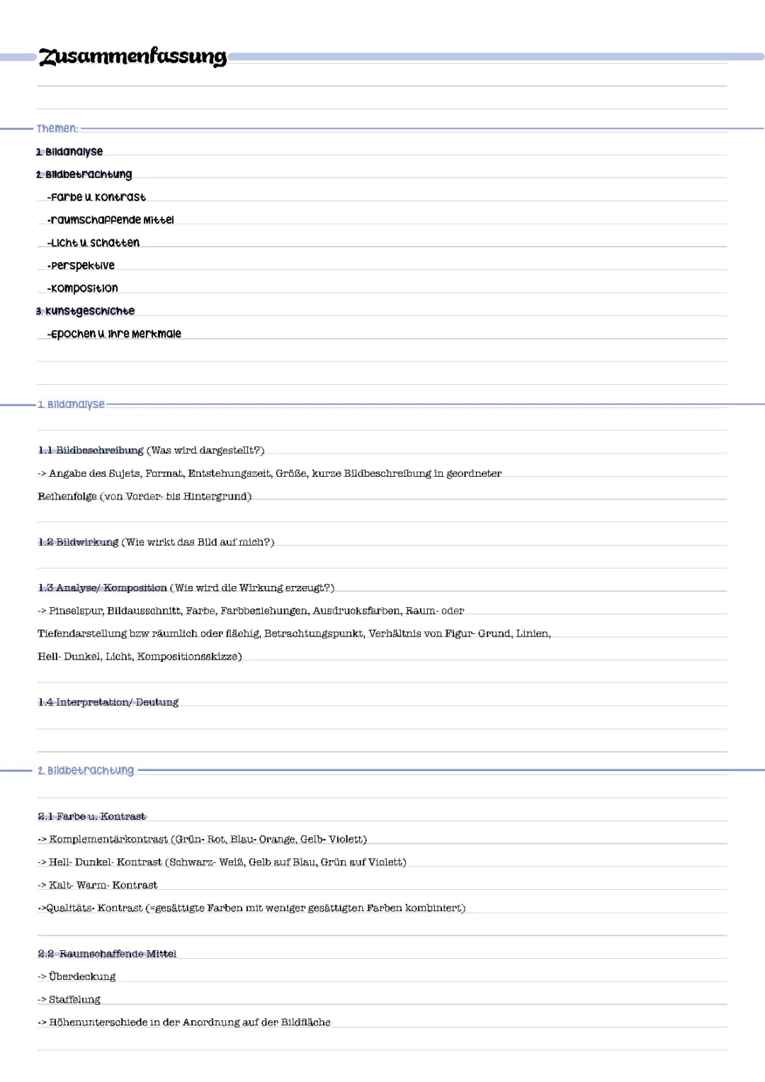 Bildanalyse Kunst Beispiel PDF: Einfache Formulierungshilfen und Musterlösung für die Oberstufe