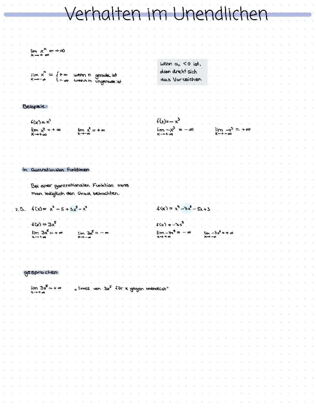Verhalten im Unendlichen 