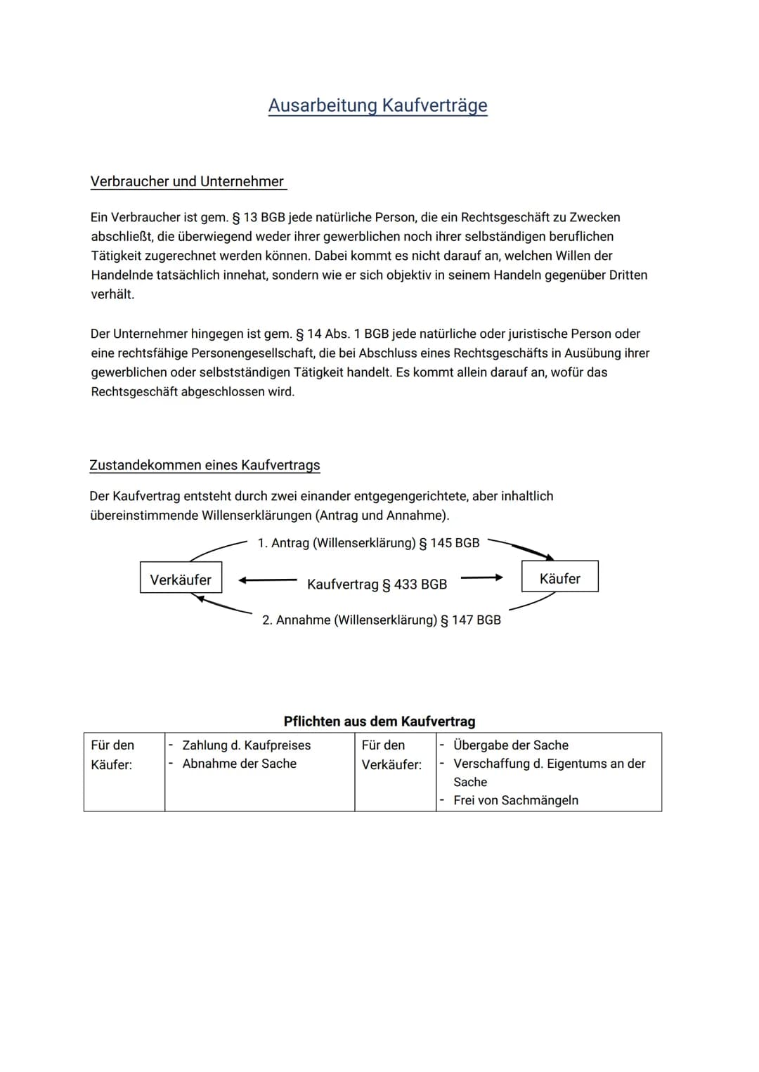 Verbraucher und Unternehmer
Ein Verbraucher ist gem. § 13 BGB jede natürliche Person, die ein Rechtsgeschäft zu Zwecken
abschließt, die über