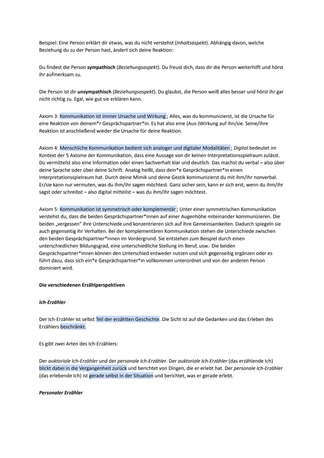 Lernzettel Deutsch Klausur
Thema: Kommunikation analysieren
Gliederung:
1. Eine Kommunikationsanalyse schreiben
2. Die 5 Axiome der Kommunik