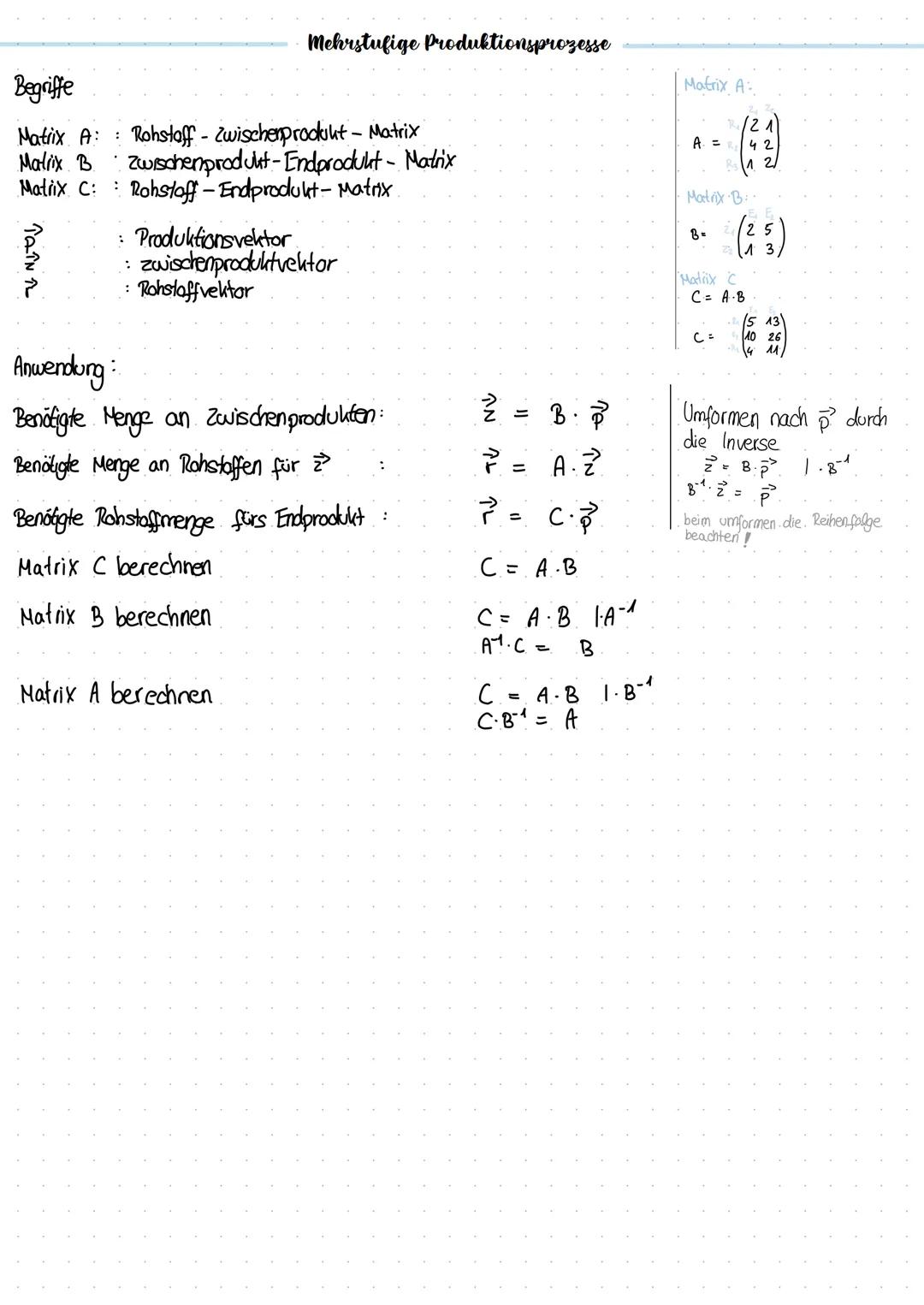 # Matrizen

Definitionen

Vektor Typ (m, 1), Schreibweise: a Ein Vektor hat nur eine Spalte

transponierter Velufor Typ (1,m), Schreibweise 