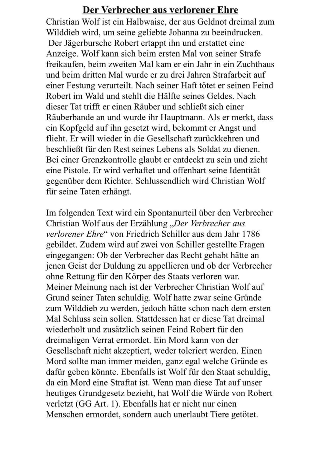 Der Verbrecher aus verlorener Ehre
Christian Wolf ist ein Halbwaise, der aus Geldnot dreimal zum
Wilddieb wird, um seine geliebte Johanna zu