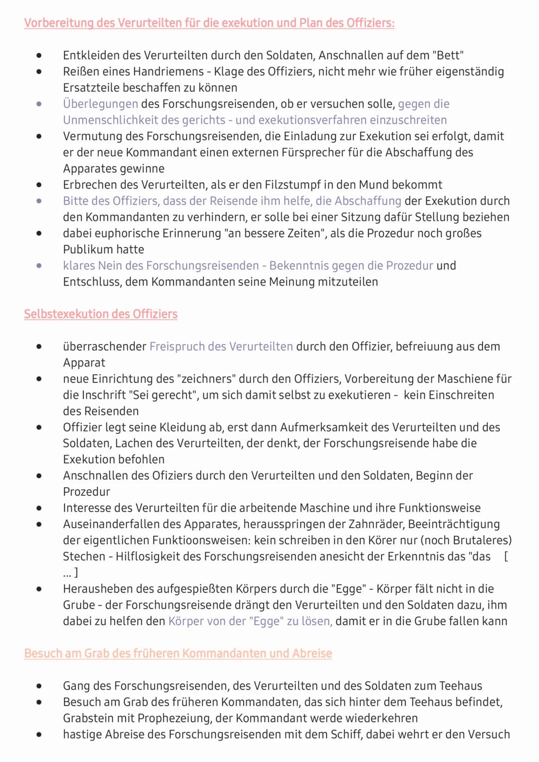 Voraussetzungen:
Besuch eines Forschungsreisenden bei einer militärischen organisierten Strafkolonie
Einladung des Kommandanten, der Exekuti