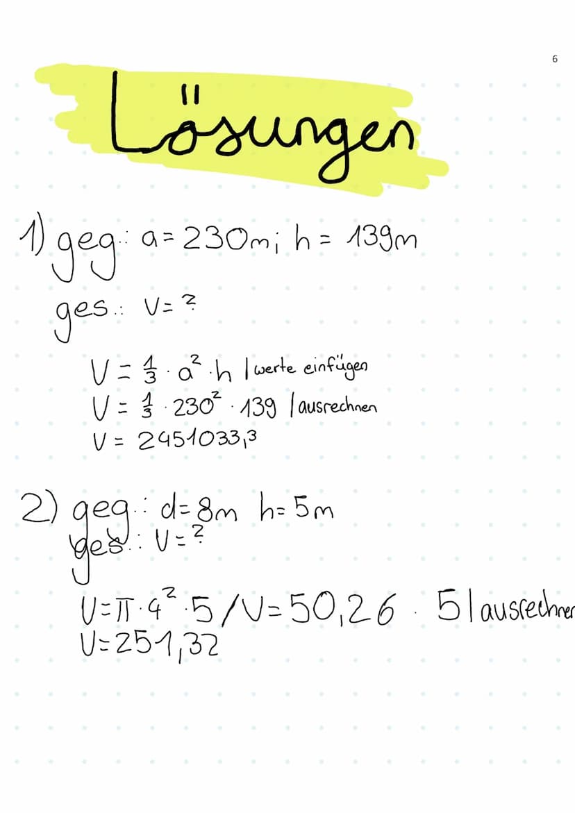 Formelübersicht
руе
Pyramide de
K Regel
Zylinder
+
Aufgaben
(letzte Seite)
1 a
P
ha
a
pyramidale
a
a
ha
G
a
Grundfläche: G (a.a=a²)
Höhe des
