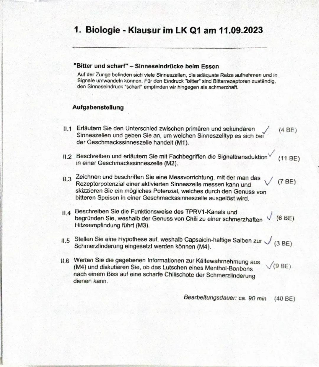 1 Multiple Sklerose
Teilaufgabe Anforderungen: Die Schülerin/ der Schüler
BE max
BE
Erläutert die grundsätzlichen Funktionen des Neurons...

