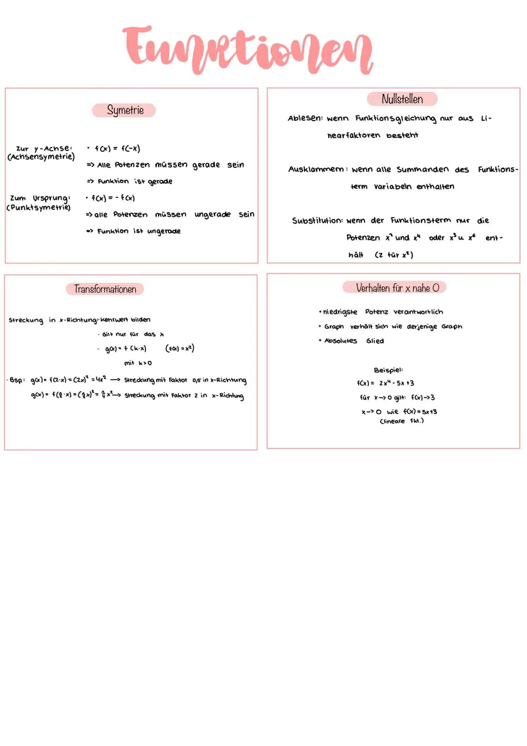 ● Definitionsmenge:
Beispiele: D IR 20
Eine Funktion ist eine eindeutige Zuordnung, die jedem
Element aus der Definitionsmenge genau ein Ele