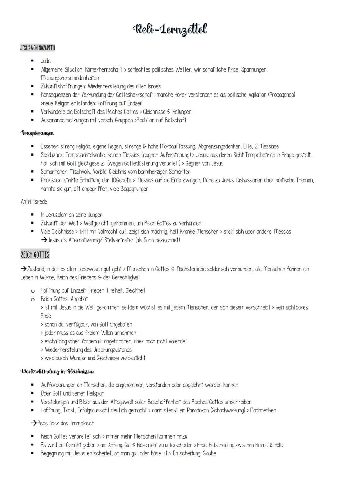 JESUS VON NAZARETH
Jude
Allgemeine Situation: Römerherrschaft > schlechtes politisches Wetter, wirtschaftliche Krise, Spannungen,
Meinungsve