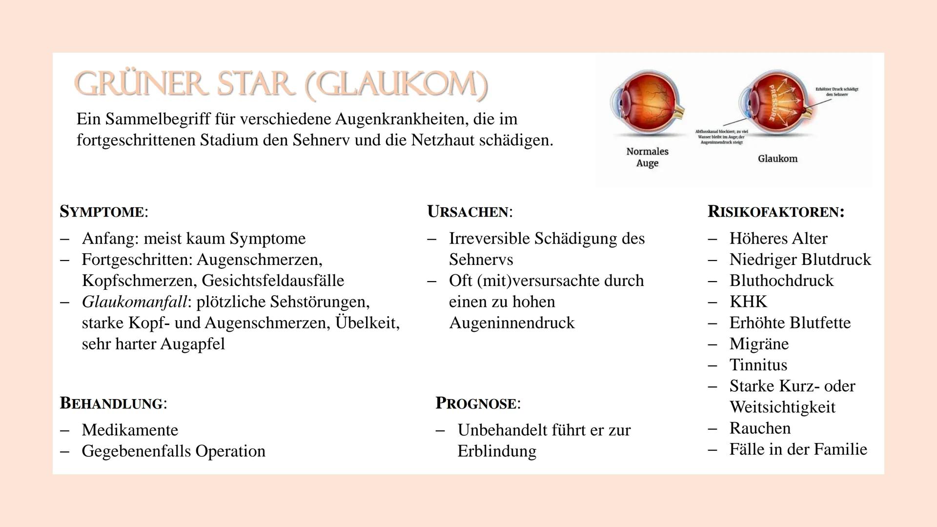 GRAUER STAR (KATARAKT)
Eine Augenerkrankung, bei der sich die sonst klare Linse
zunehmend trübt und das Sehvermögen stetig abnimmt.
SYMPTOME