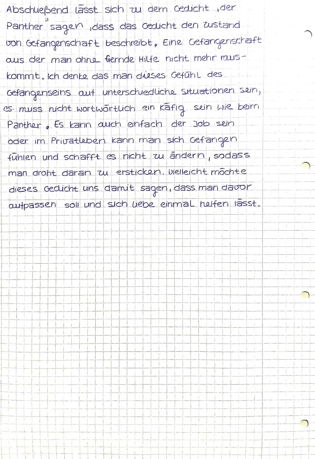 BRUNNEN
Gedichtsinterpretation
Das Gedicht, Der Panther von Reiner Maria
Rilke wurde 1903 geschrieben und handelt von
einem Panther, der in 