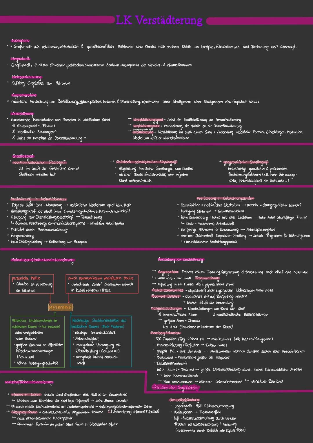 # LK Verstädterung

Metropole

• Großstadt, die politischer, wirtschalkich & gesellschaftlich Millpunkt eines Stoales + alle anderen Siddle 